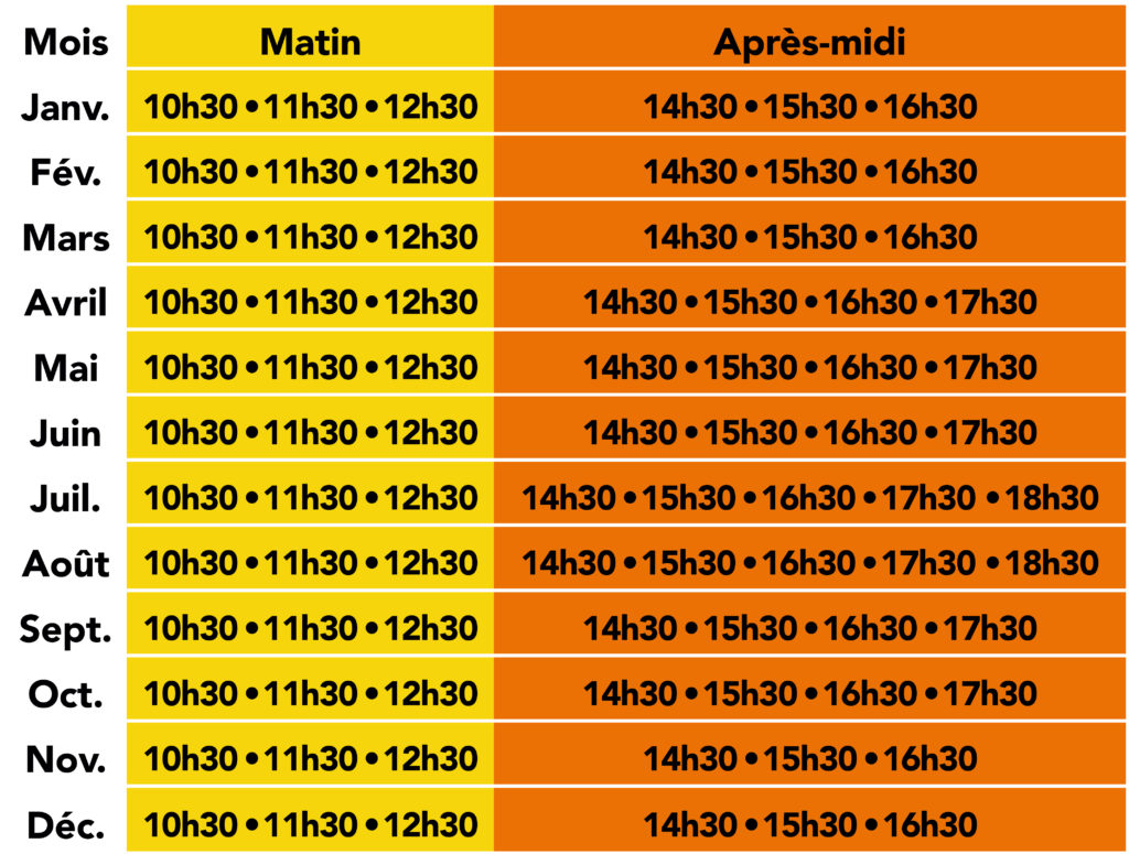 Tableau d'horaires du Petit Train de Saint-Raphaël