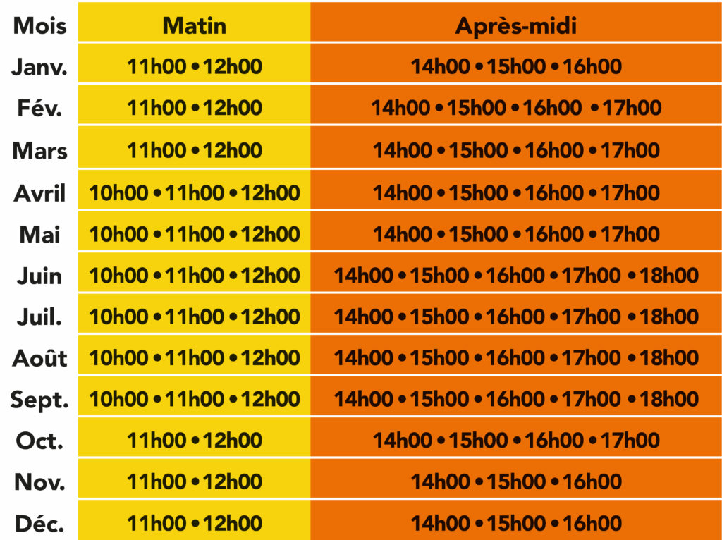 Horaires Saint-Raphaël 2022