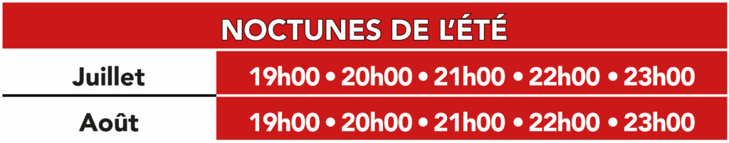 Horaires nocturnes été