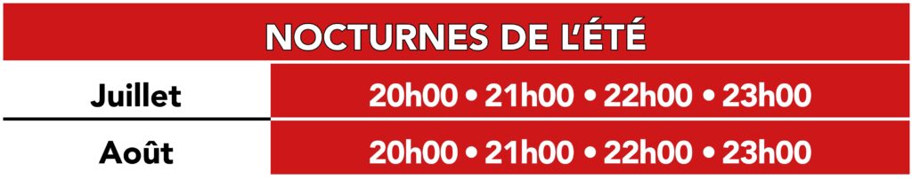 Horaires nocturnes été